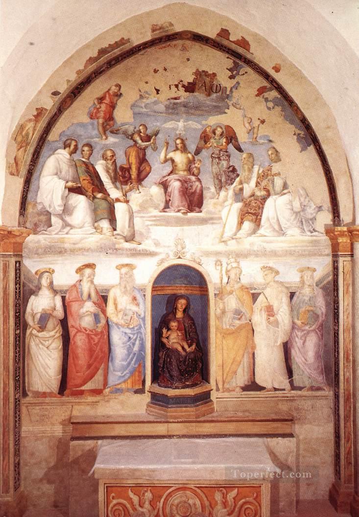 Trinity and Six Saints 1521 Renaissance Pietro Perugino Oil Paintings